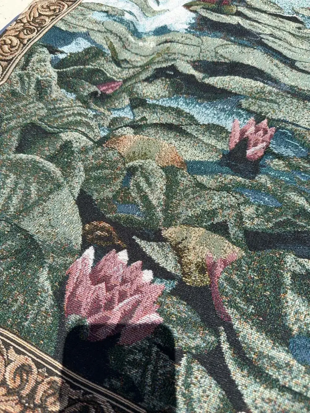 Claude Monet Water Lilies Giverny Style Woven Jacquard Wall Tapestry